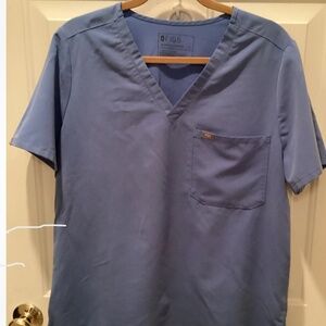 Figs ceil blue Catrina scrub top